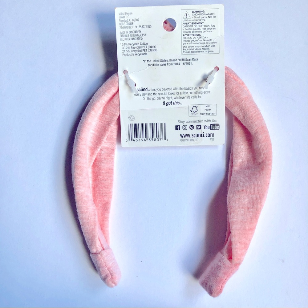 3/$15 NEW SCUNCI Turban Knotted Headband Pink Sustainable Juniors Women’s - Picture 2 of 13